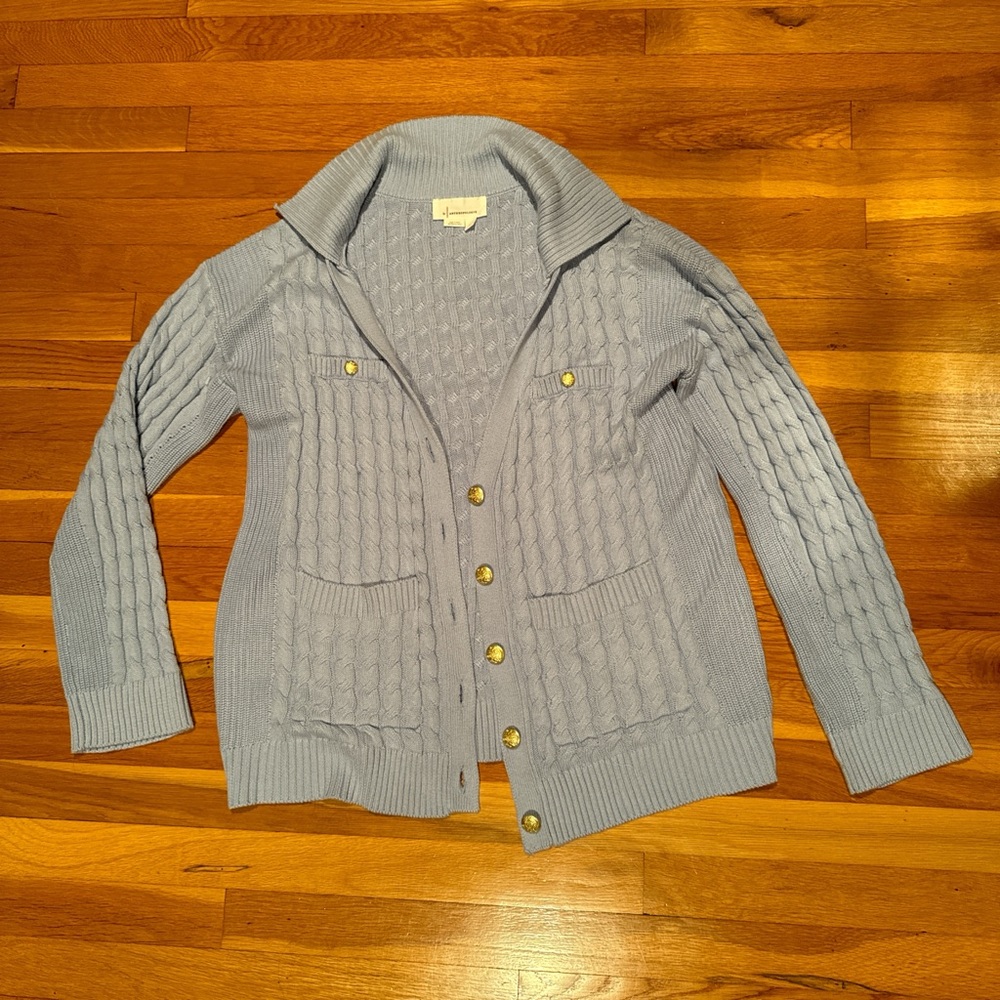 Anthropologie Blue Cable Knit Cardigan